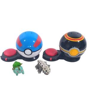 Pokemon Surprise Attack Toy Lot of 2 Bulbasaur Lairon Figures PokeBalls Jazzware